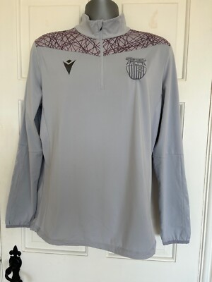Macron Grimsby Town FC 1/4 Zip Player Issue Grey Training Top -Large-Mint