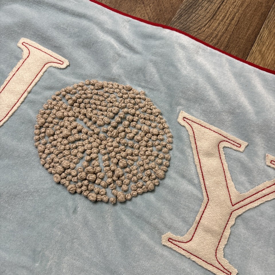 Thro Marlo Lorenz JOY Christmas Throw Pillow Cover 12x20 NEW TAGS Blue