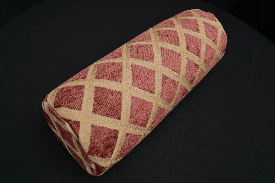 Funda de almohada acolchada de chenilla a cuadros marrón rojizo we602g cubierta enrollable para cuello de yoga Foto 2 de 4