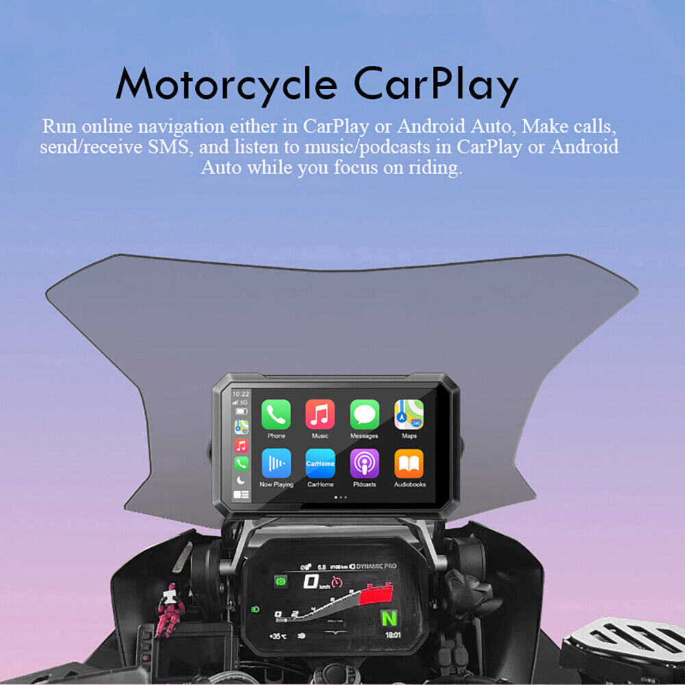 Waterproof Portable Wireless CarPlay For Motorcycle BT 7 Inch IPS Touch  Screen