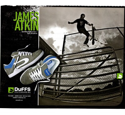 PSK14 SKATEBOARDING PICTURE/ADVERT 11X9'' DUFFS FOOTWEAR : JAMES ATKIN