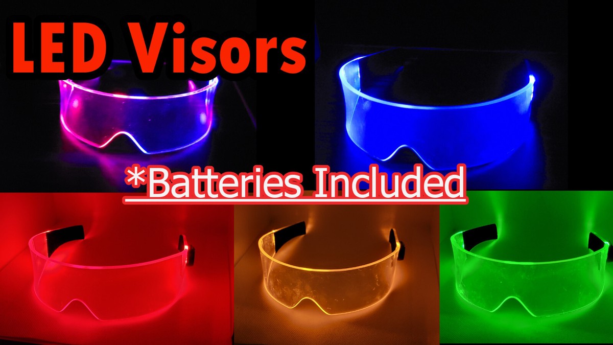 LED Light Up Color Visor Glasses Goggles Rave Cyberpunk Cosplay Halloween  Party