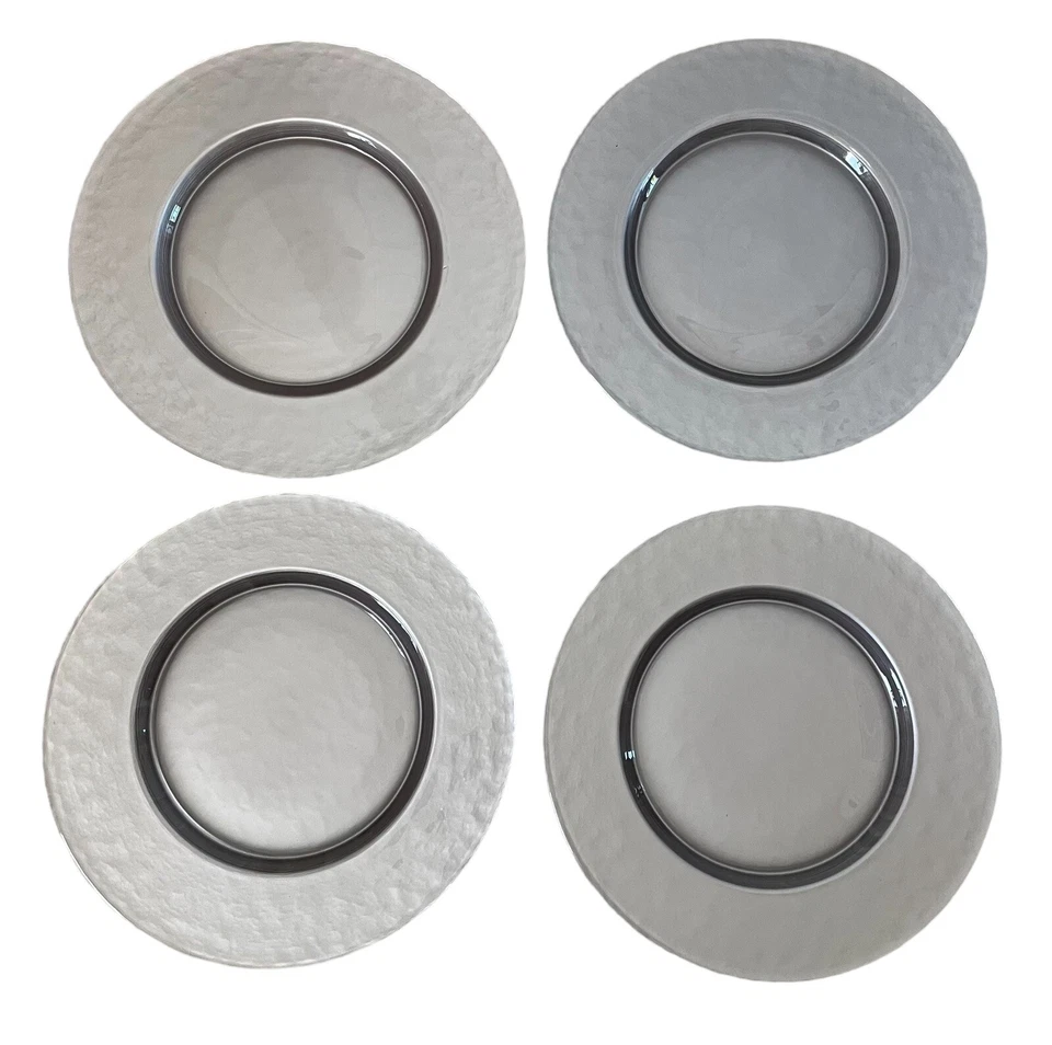 Juego de 6 placas de cargador de vidrio Pottery Barn brillante GRIS/PLATEADO Foto 4 de 4