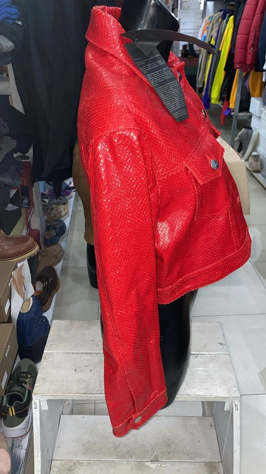 Giuseppe Zanotti Lederjacke / Python Frau Rot Gr. Eu S ZN01L - Bild 3 von 4