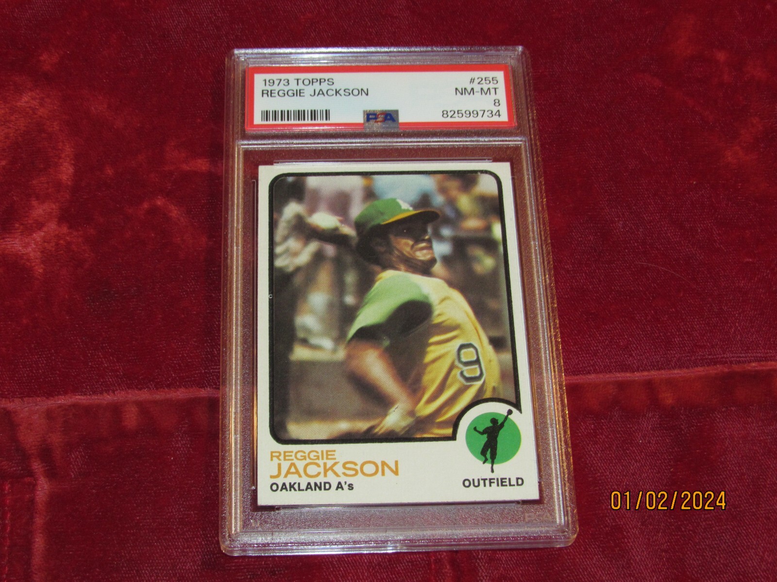 1973 Topps Reggie Jackson 255 RECENT GRADE PSA 8 Baseball Card Clean