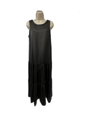 $120 Vince Camuto Women's Black Sleeveless Ruffled Scoop-Neck Dress Size Small