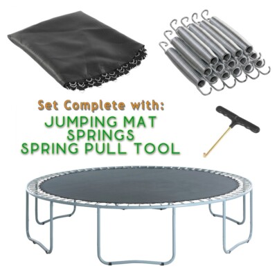 Replacement Trampoline Jumping Mat 6 8 9 10 12 13 14 15 16 ft + Springs + T-Hook