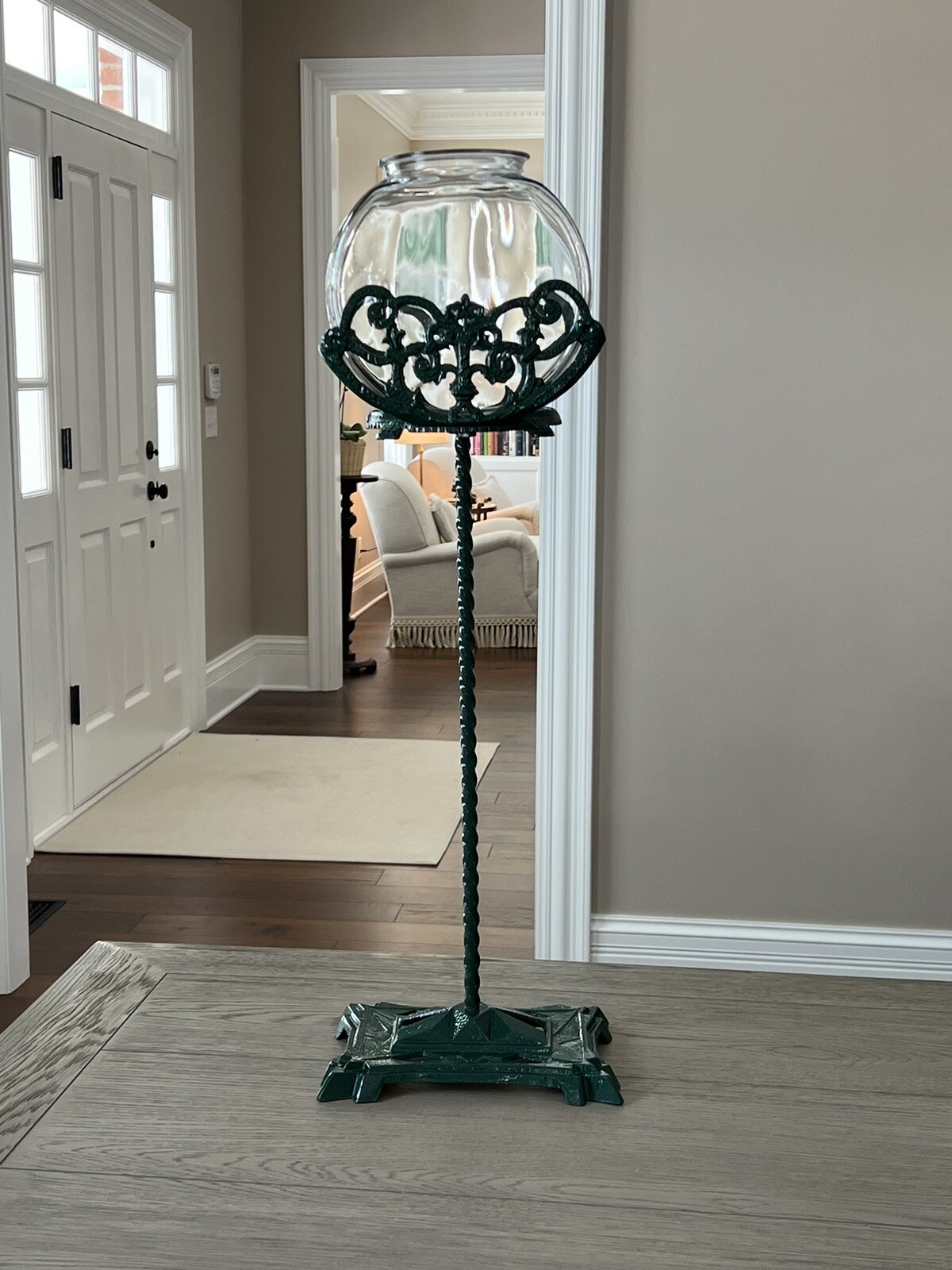 Antique Vintage 1800's Victorian Iron Art Nouveau Fish Bowl Plant Stand