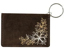 Floral Filigree Laser Engraved Leatherette Keychain Wallet