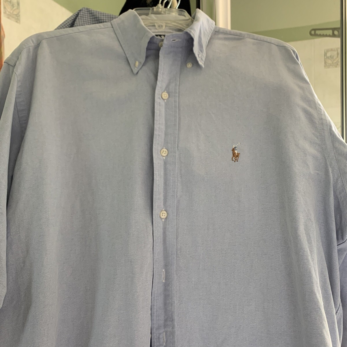 Polo Ralph Lauren Chambray Denim Shirt Vintage Men Large USA Made 