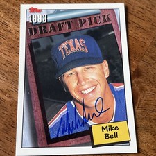 Mike Bell Autographed 1994 Topps Baseball Card #201 Texas Rangers (Deceased)
