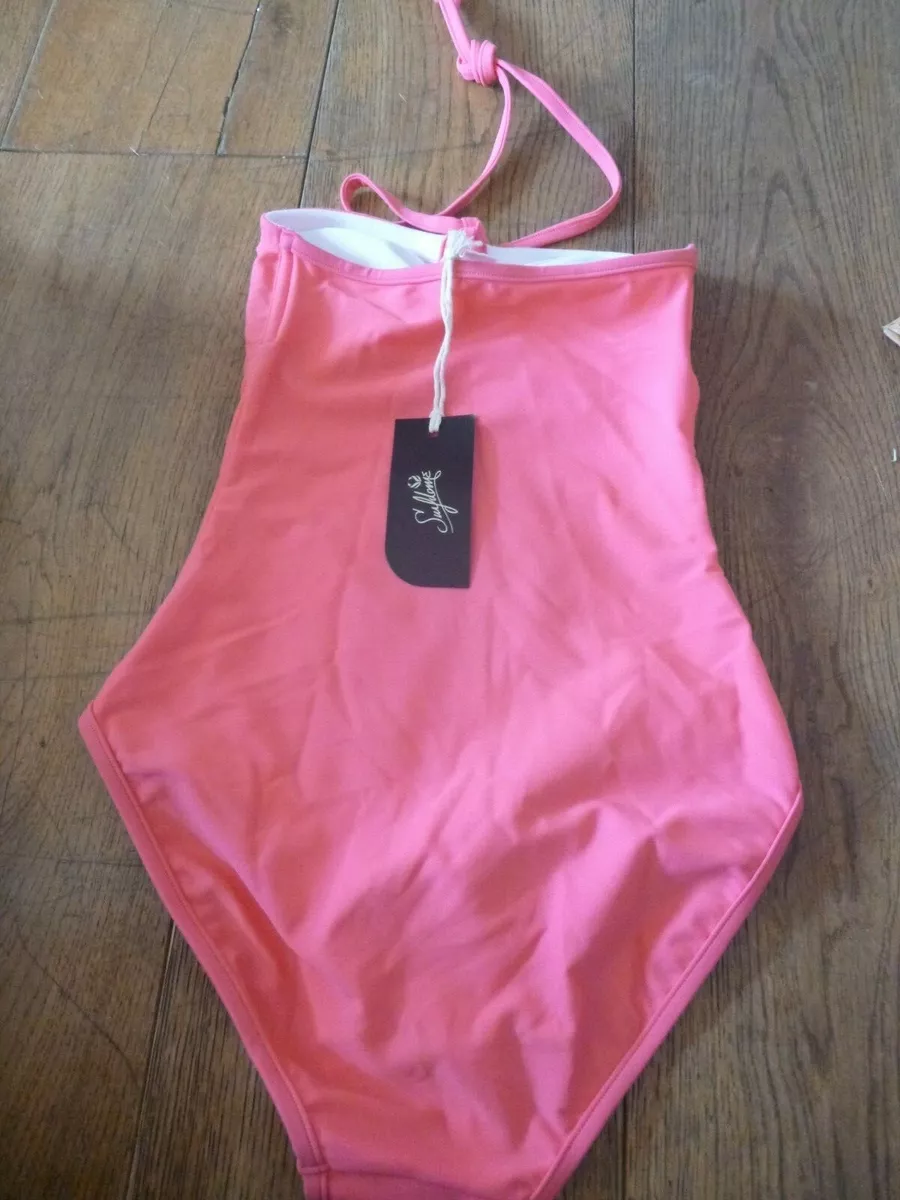 SURFDOME KOLOURA ROUCHE FRONT HALTERNECK BRIGHT PINK SWIMSUIT XXS