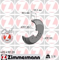 2X Zimmermann 405.4101.20 Bremstrommel FüR Smart