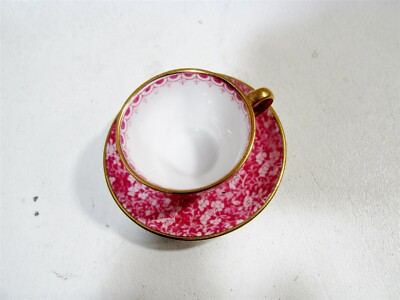 Vtg Spode Bone China Miniature Rose Pink Chintz Floral Cup