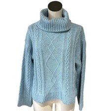 NWT Women 89 SANCTUARY Mod Cable Stitch Turtleneck Sweater Blue Small