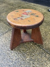 Shabby Chic Vintage 1920’s/30’s Art Deco Style Child’s Nursery Rhyme Oak Stool