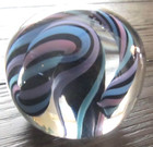 David Van Nopper Signed  Art Glass Iridescent Rope Swirl Paperweight Blue Purple — photo 1