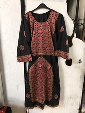 Vintage Afghan kuchi embroidery dress, woman long tunic robe, baluchi dress