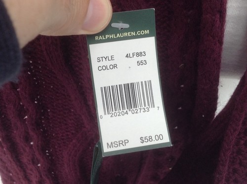 Bufanda de invierno larga RALPH LAUREN Burgundy WOOL-CASHMERE para mujer - $58 MSRP - Imagen 7 de 9