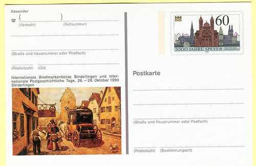 Germany Postcard Sindelfingen Speyer Stagecoach ** -