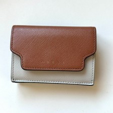 MARNI Authentic Tri-Fold Wallet Compact Wallet Pink Beige  White  Green