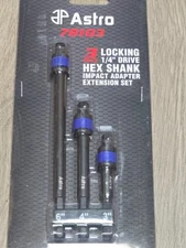 Astro Tools 3pc 1/4" Hex x 1/4" Sq Dr Locking Impact Socket Adapter Set #78103
