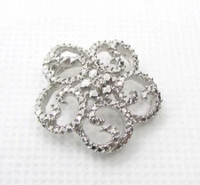 925 STERLING SILVER DIAMOND ACCENT FLOWER SLIDE PENDANT 22x21.7MM ~ 3.7G