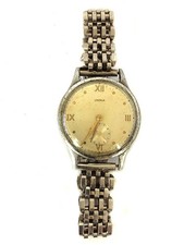 VINTAGE 1950s SWISS MENS LINCOLN WRIST WATCH WITH HANDLEY STAINLESS STEEL BACK