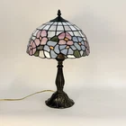 Vintage Tiffany Style Table Lamp Floral Stained Glass Lamp