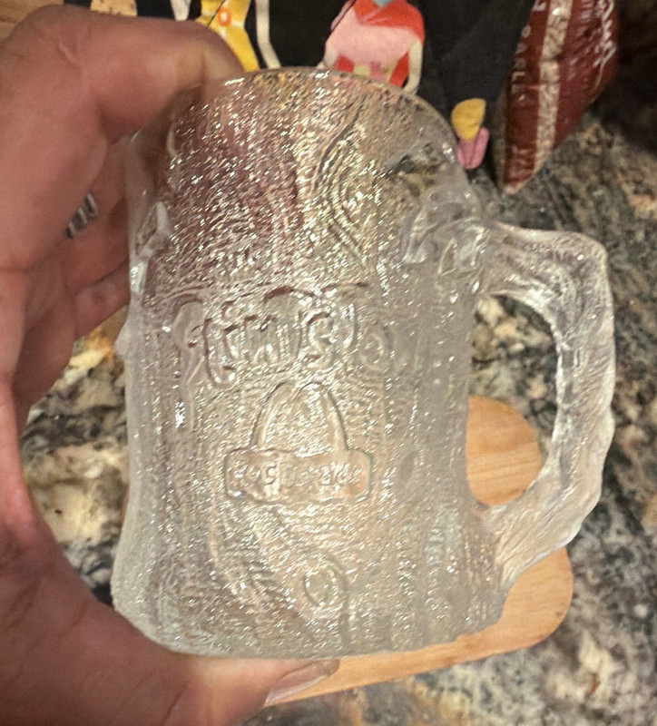 McDonald's Clear Glass Advertising Mug Cup Embossed Logo Restaurants & Fast Food