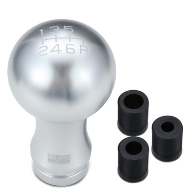 2-Piece 48mm 6-Speed MT Aluminum Silver Shift Knob w/Adapter -J2 Engineering