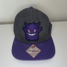Bioworld Pok mon Gengar Adjustable Embroidered Snapback Hat Gray Purple OSFA