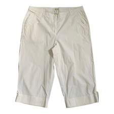Talbots Capri Pants SIZE 14 W Off White Stretch Cotton Slash Pockets Zip Cuffed