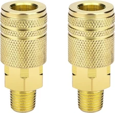 2 Packs 1/4" NPT M-Style Quick Connect Air Hose Fittings, High Flow Industrial