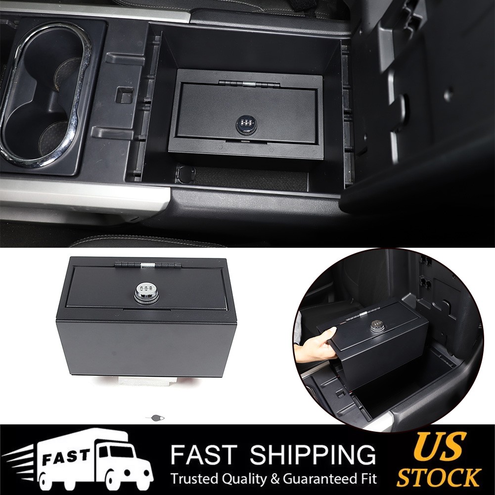 Center Console Safe GUN Storage Lock Box W/ TRAY For Nissan