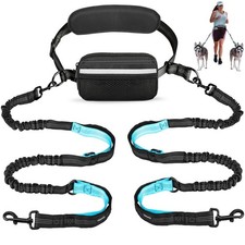 Hands Free Dog Running Leash with Adjustable Waist Belt, Dual Handle Elastic ...