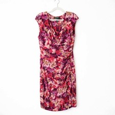 Lauren Ralph Lauren Sheath Dress Womens 12 Pink Purple Floral Ruched V-Neck
