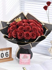 DIY Glitter Rose Bouquet Shiny Fake Roses Love Gifts for Valentine's Day