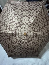 Coach Brown  Gold Mini Umbrella Signature Logo EUC