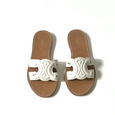 NEW Celine Triomphe Marine Mule Leather Slide...