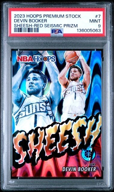 2023 Hoops Premium Stock Devin Booker /199 SHEESH Red Seismic Prizm PSA 9 MINT