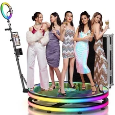 39.4 360 Photo Booth for 5 People with Glass Stage with APP/Remote Cotrol