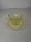 Hazel Atlas Florentine Poppy Yellow Tea Cup And Saucer Depression Glass
