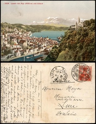 Lucerne Lucerna Panoramic View with Rigi (1800 m) and Gütsch 1912