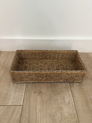 Gewebter rechteckiger Aufbewahrungskorb - Natur Rattan Stil Tablett Boho Home Organizer