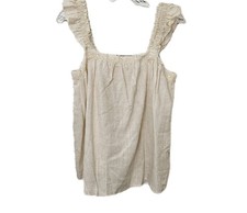 Cream and lace tank top with ruffle and elastic straps Women's Size Medium NEW
