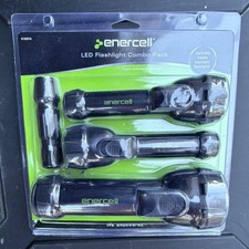 Enercell LED Flashlight Combo Pack Handheld Keychain Black Battery Powered