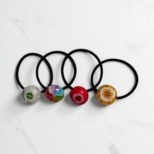 Candy Hair Tie Resin Coated Hair Elastic with Real Candy, 4 Designs