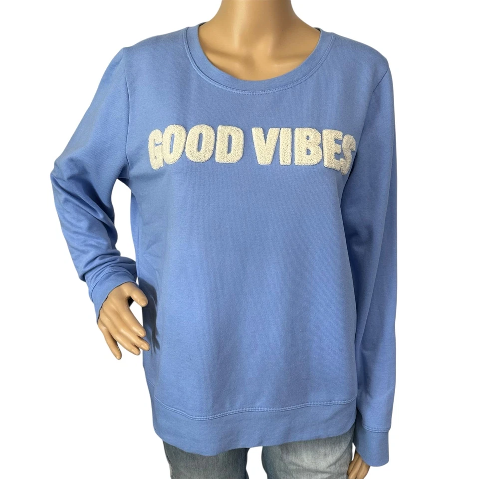 J. Crew Good Vibes 卫衣蓝色套衫圆领 BB964 L 码 — 第 4/4 张图片