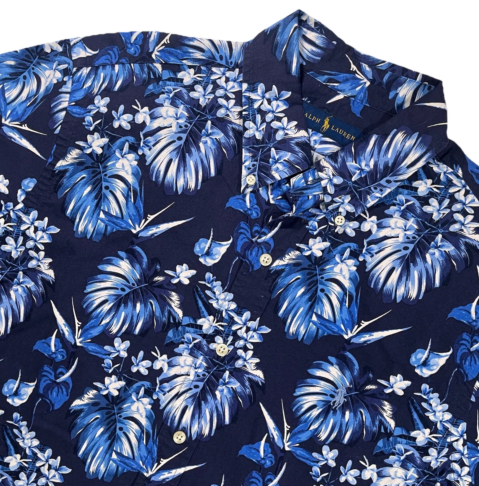 Polo Ralph Lauren Hawaiian Shirt Men’s L Tropical Short Sleeve Button Up Oxford